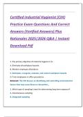 Certified Industrial Hygienist &lpar;CIH&rpar;  Practice Exam Questions And Correct  Answers &lpar;Verified Answers&rpar; Plus  Rationales 2025&vert;2026 Q&A &vert; Instant  Download Pdf 