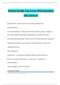 Mental Health Nsg Exam 2026 Questions and Answers