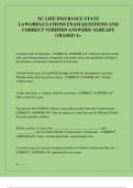 NC LIFE INSURANCE STATE  LAWS&sol;REGULATIONS EXAM QUESTIONS AND  CORRECT VERIFIED ANSWERS&sol; ALREADY  GRADED A&plus;