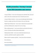 Health promotion- Nursing Concepts Exam 2026 Questions and Answers