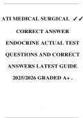 ATI MEDICAL SURGICAL  CORRECT ANSWER ENDOCRINE ACTUAL TEST QUESTIONS AND CORRECT ANSWERS LATEST GUIDE 2025&sol;2026 GRADED A&plus; &period;