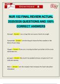 NUR 152 FINAL REVIEW ACTUAL 2025&sol;2026 QUESTIONS AND 100&percnt; CORRECT ANSWERS
