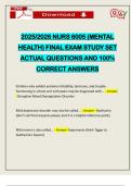 2025&sol;2026 NURS 6005 &lpar;MENTAL HEALTH&rpar; FINAL EXAM STUDY SET ACTUAL QUESTIONS AND 100&percnt; CORRECT ANSWERS