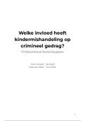 Profielwerkstuk maatschappijleer 'Welke invloed heeft kindermishandeling  op crimineel gedrag&quest;'