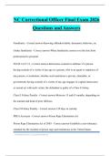 NC Correctional Officer Final Exam 2026 Questions and Answers