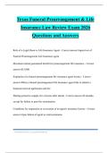 Texas Funeral Prearrangement & Life Insurance Law Review Exam 2026 Questions and Answers