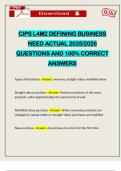CIPS L4M2 DEFINING BUSINESS NEED ACTUAL 2025&sol;2026 QUESTIONS AND 100&percnt; CORRECT ANSWERS