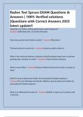 Radon Test Spruce EXAM Questions & Answers &vert; 100&percnt; Verified solutions &vert;Questions with Correct Answers 2025 latest update&excl;&excl;