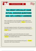 TAX CREDIT SPECIALIST EXAM ACTUAL 2025&sol;2026 QUESTIONS AND 100&percnt; CORRECT ANSWERS