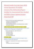 Mental Health First Aid Exam With Actual Questions & Verified Answers&comma;Plus Rationales&sol;Expert Verified For Guaranteed Pass Graded A&plus;&sol;2026 &sol;Latest Update&sol;Instant Download Pdf