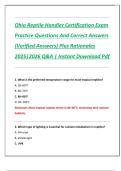 Ohio Reptile Handler Certification Exam  Practice Questions And Correct Answers  &lpar;Verified Answers&rpar; Plus Rationales  2025&vert;2026 Q&A &vert; Instant Download Pdf