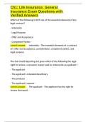Ch1 Life Insurance General Insurance Exam Questions with Verified Answers&period;docx