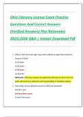 Ohio Falconry License Exam Practice  Questions And Correct Answers  &lpar;Verified Answers&rpar; Plus Rationales  2025&vert;2026 Q&A &vert; Instant Download Pdf 