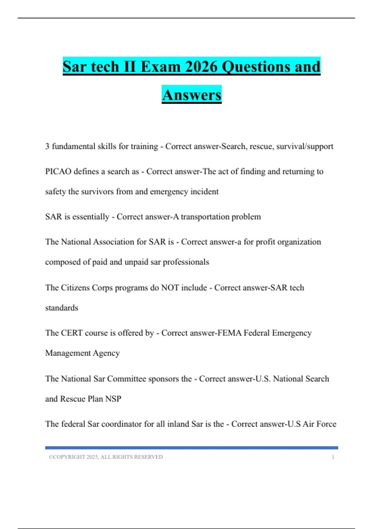 Sar tech II Exam 2026 Questions and Answers - Sar tech II - Stuvia US