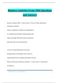Business Analytics Exam 2026 Questions and Answers