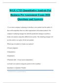 WGU C723 Quantitative Analysis For Business Pre Assessment Exam 2026 Questions and Answers
