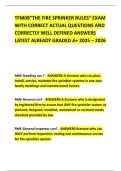 TFM08&rdquo;THE FIRE SPRINKER RULES&rdquo; EXAM WITH CORRECT ACTUAL QUESTIONS AND CORRECTLY WELL DEFINED ANSWERS LATEST ALREADY GRADED A&plus; 2025 &ndash; 2026
