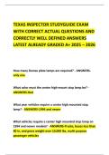 TEXAS INSPECTOR STUDYGUIDE EXAM WITH CORRECT ACTUAL QUESTIONS AND CORRECTLY WELL DEFINED ANSWERS LATEST ALREADY GRADED A&plus; 2025 &ndash; 2026