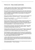 PSYCH 318 - FINAL EXAM QUESTIONS