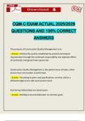 CQM-C EXAM ACTUAL 2025&sol;2026 QUESTIONS AND 100&percnt; CORRECT ANSWERS