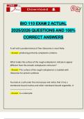BIO 110 EXAM 2 ACTUAL 2025&sol;2026 QUESTIONS AND 100&percnt; CORRECT ANSWERS