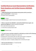 Certified Revenue Cycle Representative Certification  Exam Questions and Verified Answers 20252026  update
