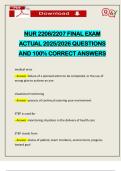 NUR 2206&sol;2207 FINAL EXAM ACTUAL 2025&sol;2026 QUESTIONS AND 100&percnt; CORRECT ANSWERS
