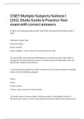 CSET Multiple Subjects Subtest I &lpar;101&rpar; Study Guide & Practice Test exam with correct answers