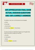 ART APPRECIATION FINAL EXAM ACTUAL 2025&sol;2026 QUESTIONS AND 100&percnt; CORRECT ANSWERS