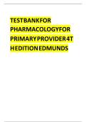 Test Bank for Pharmacology for Primary Provider&comma; 4th Edition&comma; by Edmunds