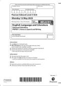 Pearson Edexcel Level 3 GCE Paper reference 8EL0&sol;01 English Language and Literature Advanced Subsidiary PAPER 1&colon; Voices in Speech and Writing June 2025