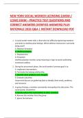NEW YORK SOCIAL WORKER LICENSING &lpar;LMSW &sol;  LCSW&rpar; EXAM &ndash; PRACTICE TEST QUESTIONS AND  CORRECT ANSWERS &lpar;VERIFIED ANSWERS&rpar; PLUS  RATIONALE 2026 Q&A &vert; INSTANT DOWNLOAD PDF