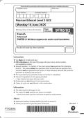 PEARSON EDEXCEL A LEVEL FRENCH PAPER 2 QUESTION PAPER 2025 &lpar;9FR0&sol;02&colon; Written response to works and translation&rpar;