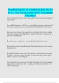 Marketing in the Digital Era D373 WGU OA Questions with Accurate Answers