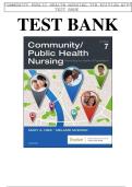 Test Bank for Community&sol;Public Health Nursing&colon; Promoting the Health of Populations &ndash; 7th Edition by Nies & McEwen &vert; Complete Verified Questions and Answers