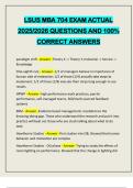 LSUS MBA 704 EXAM ACTUAL 2025/2026 QUESTIONS AND 100% CORRECT ANSWERS