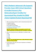 PALS &lpar;Pediatric Advanced Life Support&rpar; Provider Exam With Actual Questions & Verified Answers&comma;Plus Rationales&sol;Expert Verified For Guaranteed Pass Graded A&plus;&sol;2026 &sol;Latest Update&sol;Instant Download Pdf