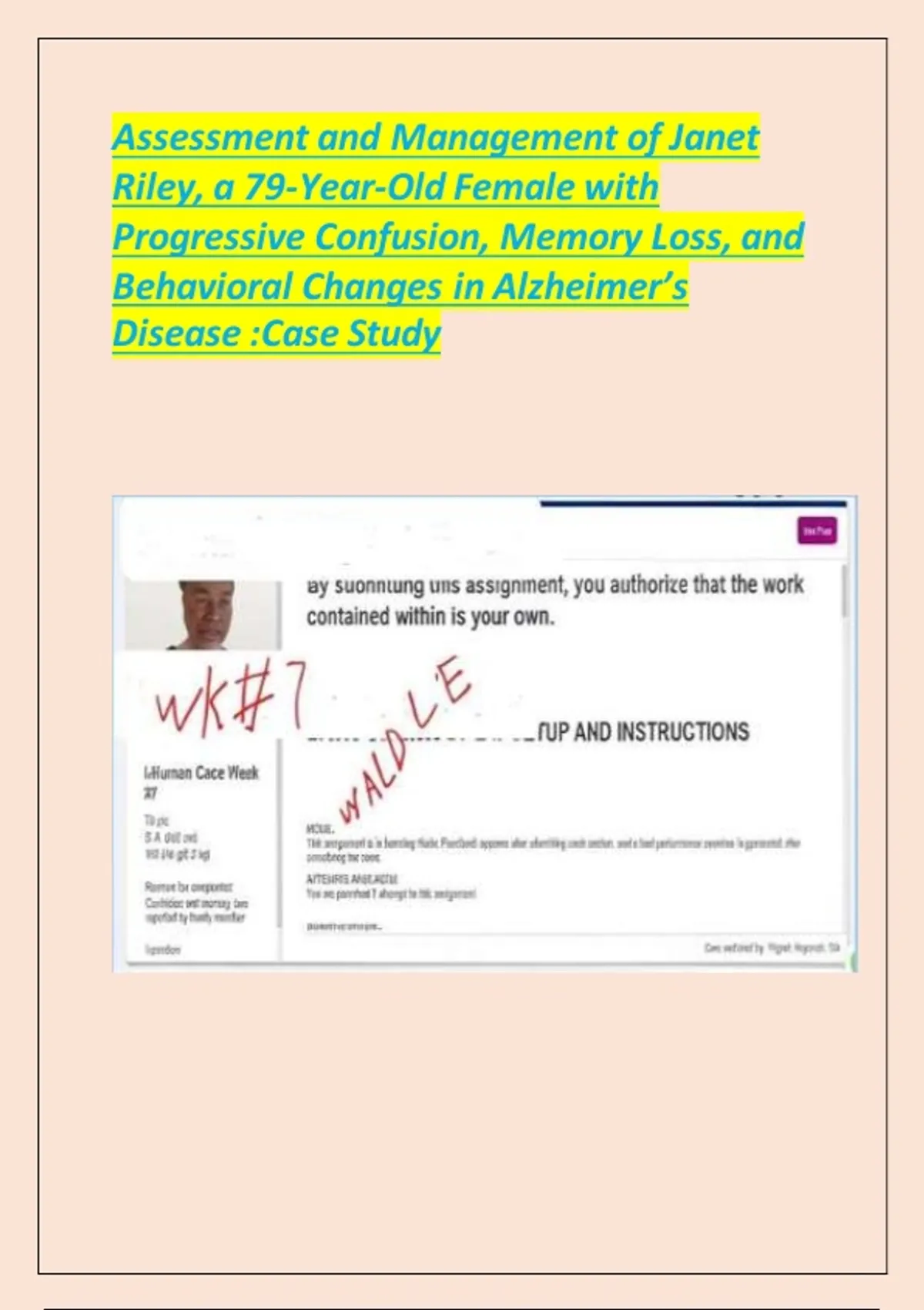 Case Study: Assessment and Management of Janet Riley, a 79-Year-Old ...