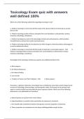 xicology Exam quiz with answers well defined 100
