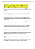 DNP Competencies and Hiring Reasons in  Nursing Practice Questions and Answers 