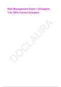 Risk Management Exam 1 &lpar;Chapters 1-4&rpar; 100&percnt; Correct Answers