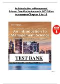 Test Bank for An Introduction to Management Science&colon; A Quantitative Approach &lpar;16th Edition&rpar; by David R&period; Anderson &ndash; Complete & Verified Chapters 1&ndash;16