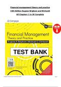 Test Bank for Financial Management&colon; Theory and Practice &lpar;15th Edition&rpar; by Eugene F&period; Brigham & Michael C&period; Ehrhardt &ndash; Complete Chapters 1&ndash;30 &vert; Graded A&plus; Verified