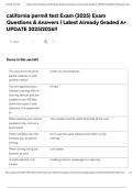 california permit test Exam &lpar;2025&rpar; Exam Questions & Answers &vert; Latest Already Graded A&plus; UPDATE 2025&vert;2026&excl;&excl;