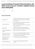 Local Anesthesia Prometric EXAM Questions with 100&percnt; Correct Answers &vert; Verified &vert; Updated &lpar;Actual Exam&rpar; 20252026