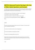 DNP701 Advanced Practice Nursing in the Care  of Older Adults Questions and Answers 