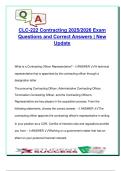 CLC-222 Contracting Exam &ndash; 100&plus; Q&A &vert; COR Duties&comma; FAR&comma; Market Research&comma; SOW&comma; QASP &vert; 2025&sol;2026