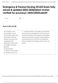 Emergency & Trauma Nursing NCLEX Exam fully solved & updated 2025-2026&lpar;latest version verified for accuracy&rpar; &vert; 20242025Latest&excl;&excl;