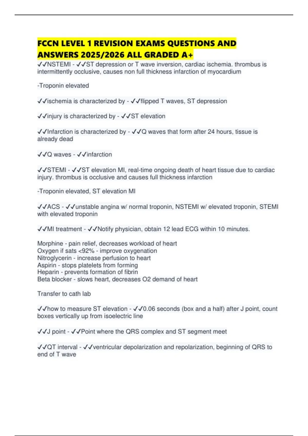 FCCN LEVEL 1 REVISION EXAMS QUESTIONS AND ANSWERS 2025/2026 ALL GRADED ...