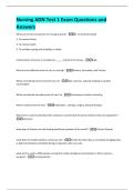 Nursing ADN Test 1 Exam Questions and  Answers 